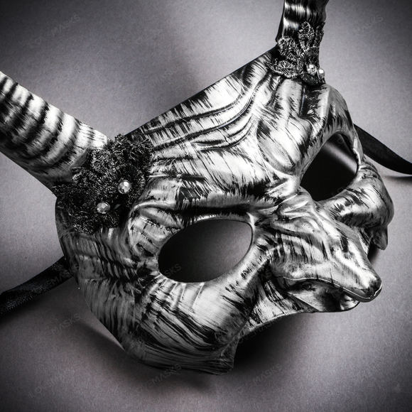 Goblin Devil Long Horn Eyes Mask - Black Silver - Picture 5 of 5
